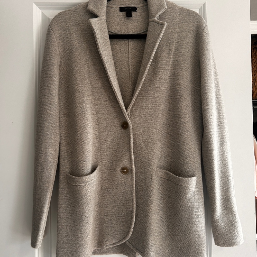 J. Crew Grey Sweater Blazer- 100% Merino Wool